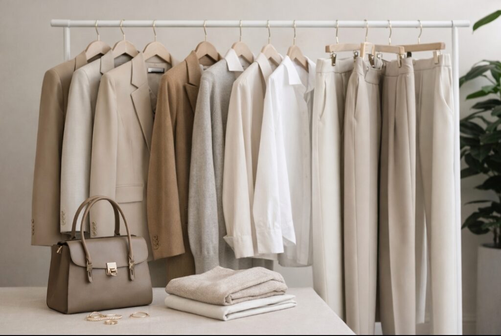capsule wardrobe neutral tones quiet luxury essentials minimal style