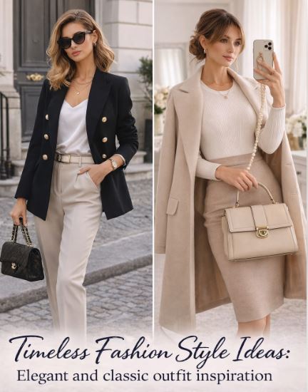 timeless fashion outfit ideas elegant beige black outfits capsule wardrobe classic women style